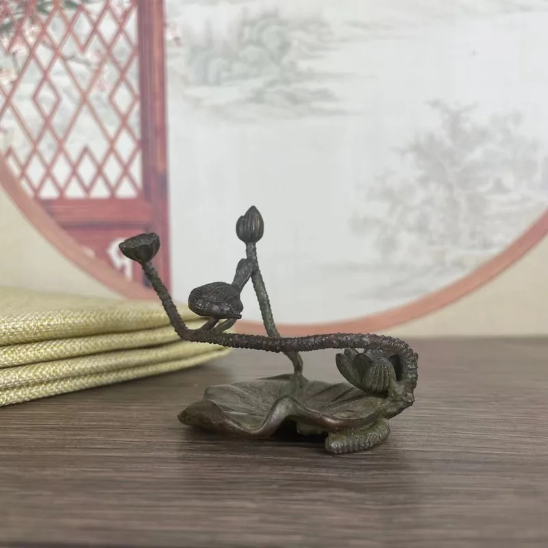 Antique-style imitation brass incense burner, lotus-shaped backflow incense burner, decorative piece