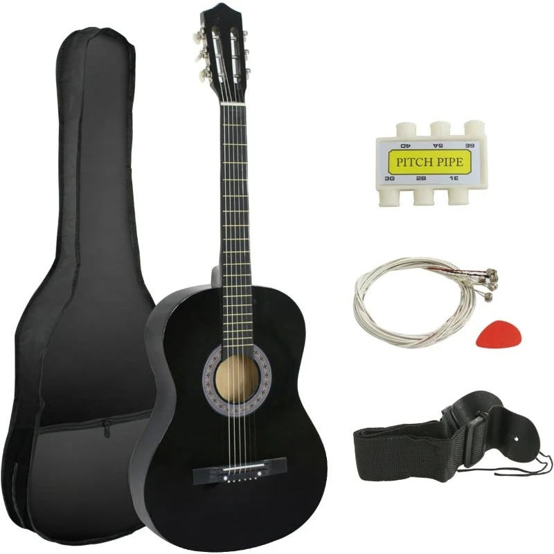 

38" Kids Acoustic Guitar Bundle Kit for Starter Beginner Music Lovers, 6-String Folk Guitar with Gig Bag, Extra Se
