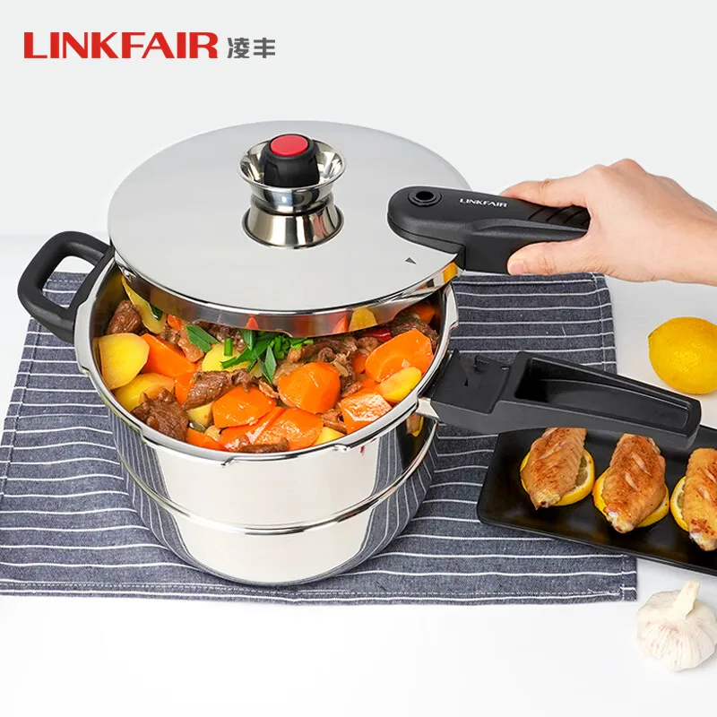 LINKFAIR High Quality Explosion Proof Pressure Cooker 304 Stainless Steel Suitable Gas Induction Cookers Household Appliances