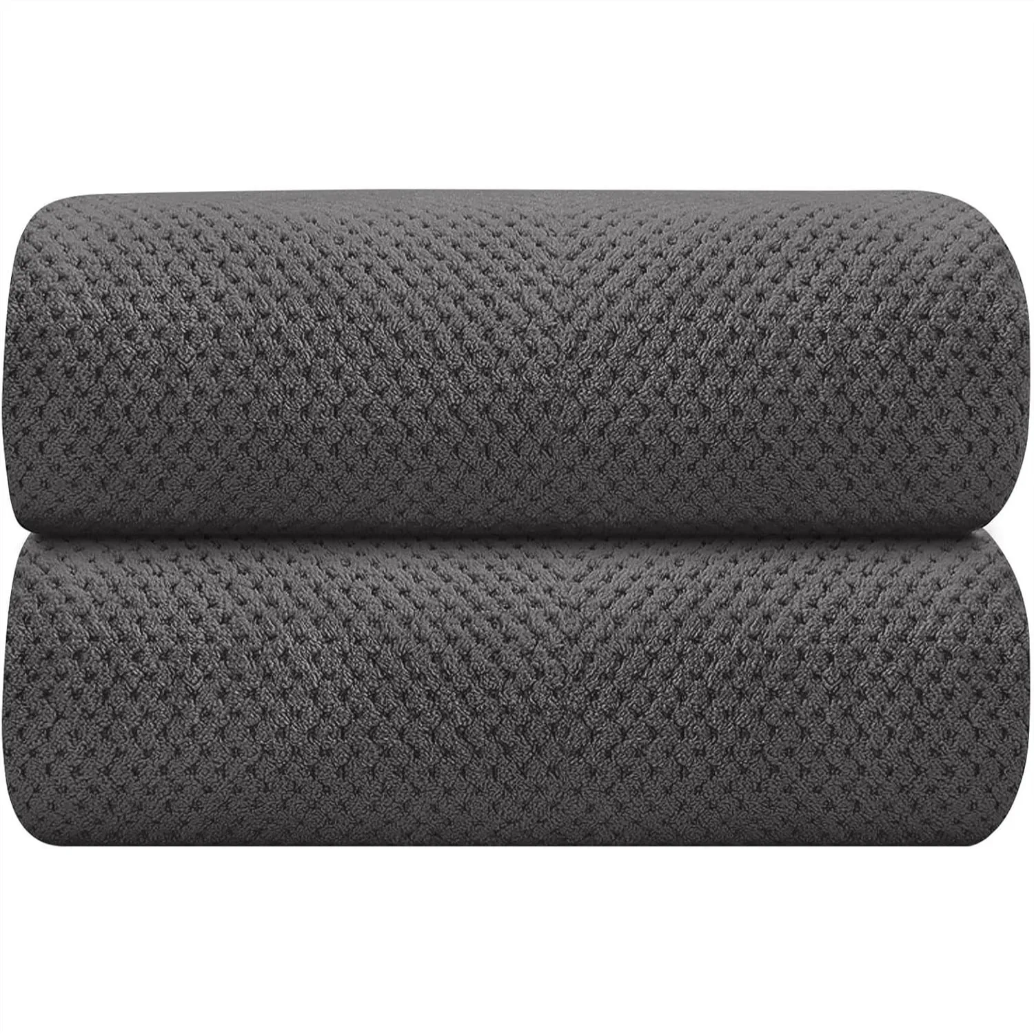 Toallas de Baño Grises, Paquete de 2, Juego de Toallas de Microfibra para Baño, Súper Suaves, Altamente Absorbentes y de Secado Rápido para Deportes, Yoga y SPA