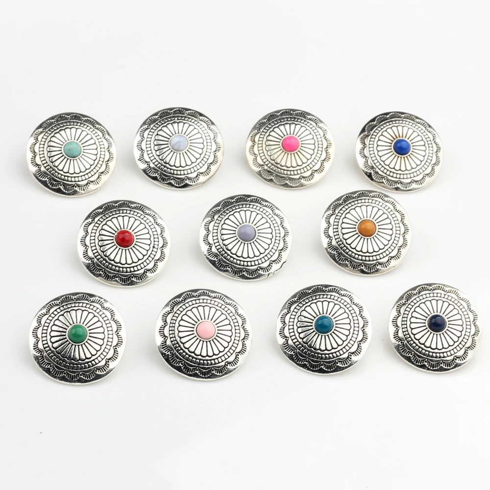 Zinc Alloy Retro Round  Sunflowers Buttons Charms For DIY CONCHO Charms 3pcs/lot 30MM Jewelry Accessories