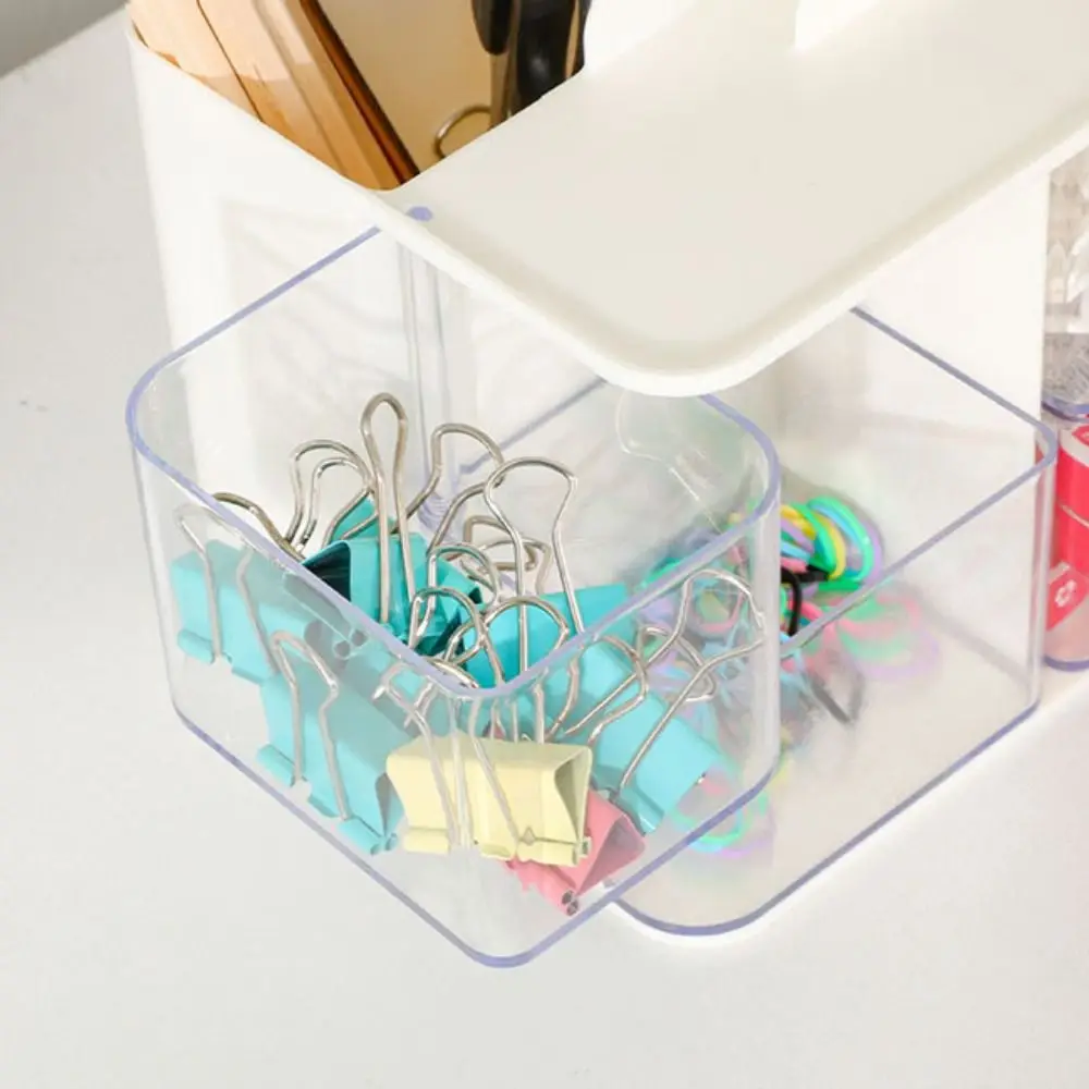 Durable Multi Grid Stationery Storage Box Large Capacity Dust-proof Pen Container ABS+PS Transparent Makeup Brush Holder School