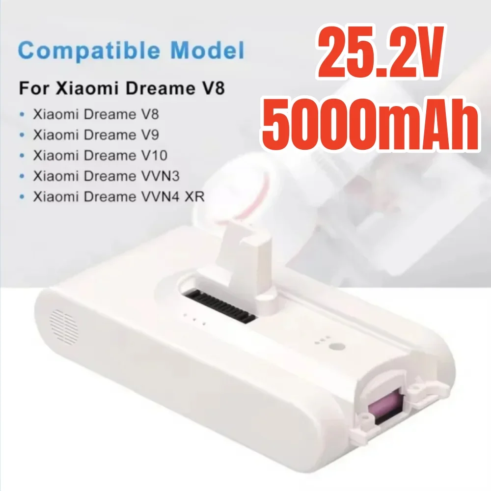 

For Dreame V8 V9 V10 V9P V9B XR VVN3 VVN4 25.2V Lithium ion Battery Handheld Cordless Vacuum Cleaner Parts Replacement Battery
