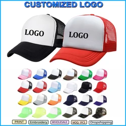 Customize Printing Logo Advertising Trucker Cap Unisex Heat Transfer Logo Mesh Caps Summer Adjustable Foam Trucker Hat Dad Hat