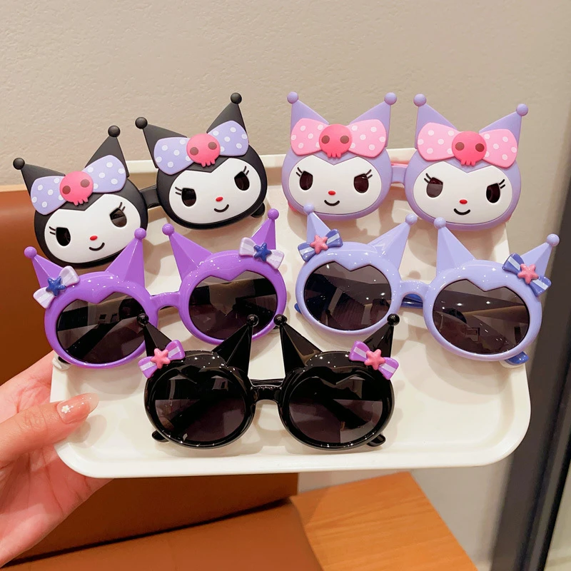 Sanrio Kuromi Flipup Sunglasses Cute Cartoon Children's Sunglasses Fashion Charm Kawaii Girl's Sun Shade Goggles Holiday Gifts