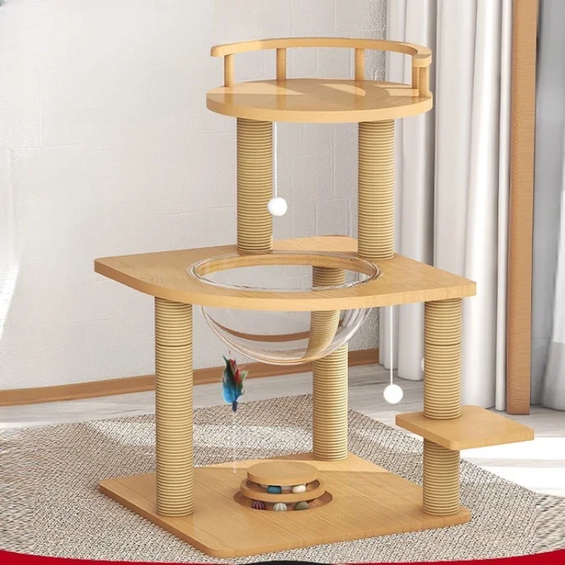 

Solid Wood Cat Climbing FrameOversized Kitty Tree Sisal Scratching Posts Modular Feline Nest Space Sturdy Construction