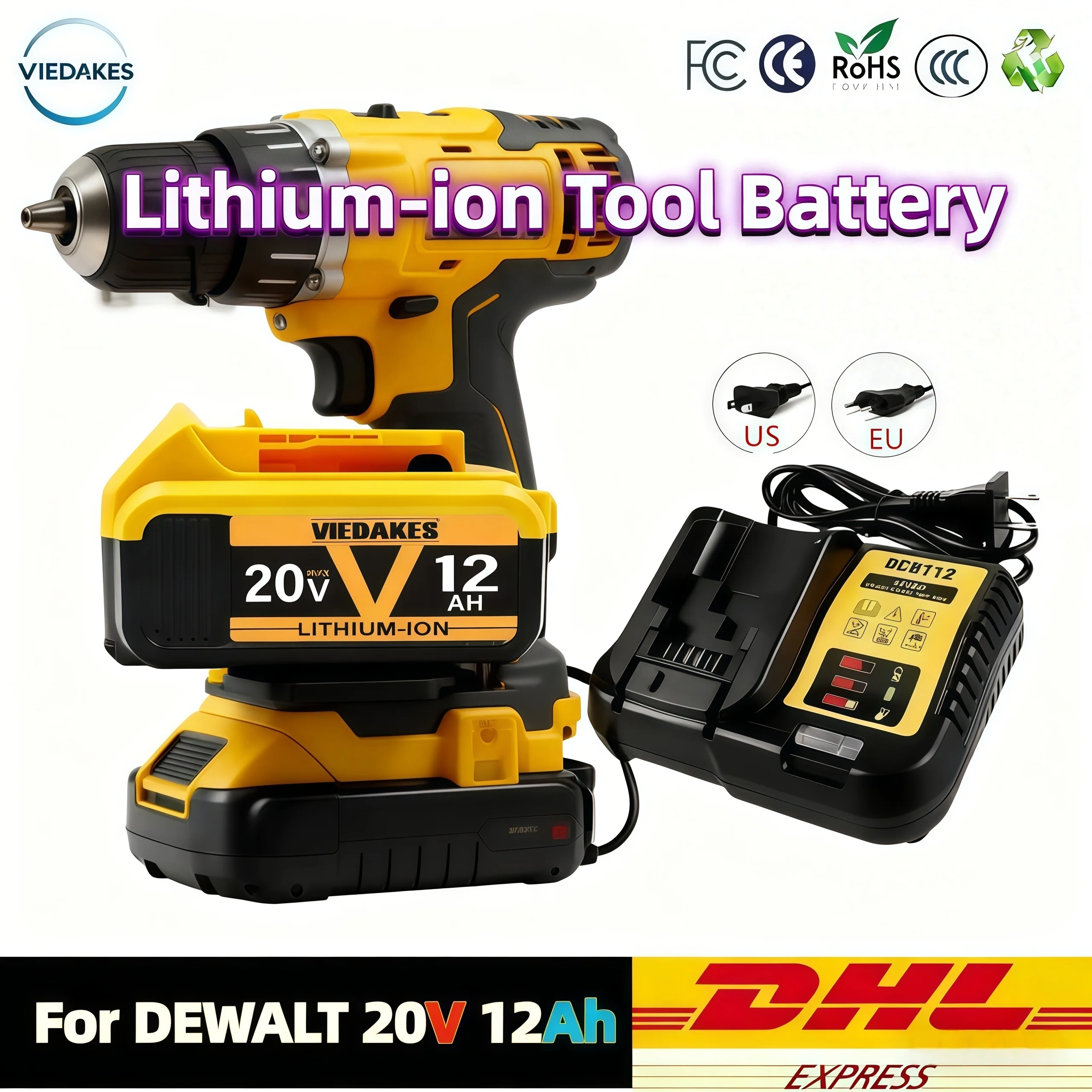 

New 100% Original 7000mAh 20V for Dewalt Power Tool Battery DCB206 20V 2Ah Battery DCB206 20V Battery DCB205 DCB200