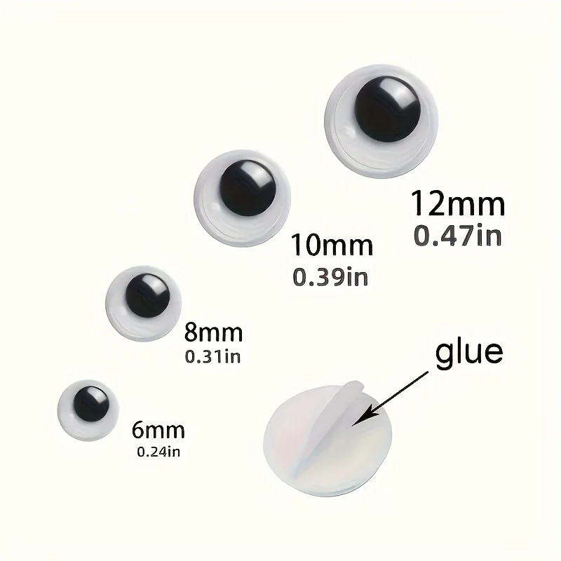 20pcs DIY Movable Eyes Simulation Animal Eyeball Black White Color Self-Adhesive Doll Eye Kindergarten Children Craft Supplies