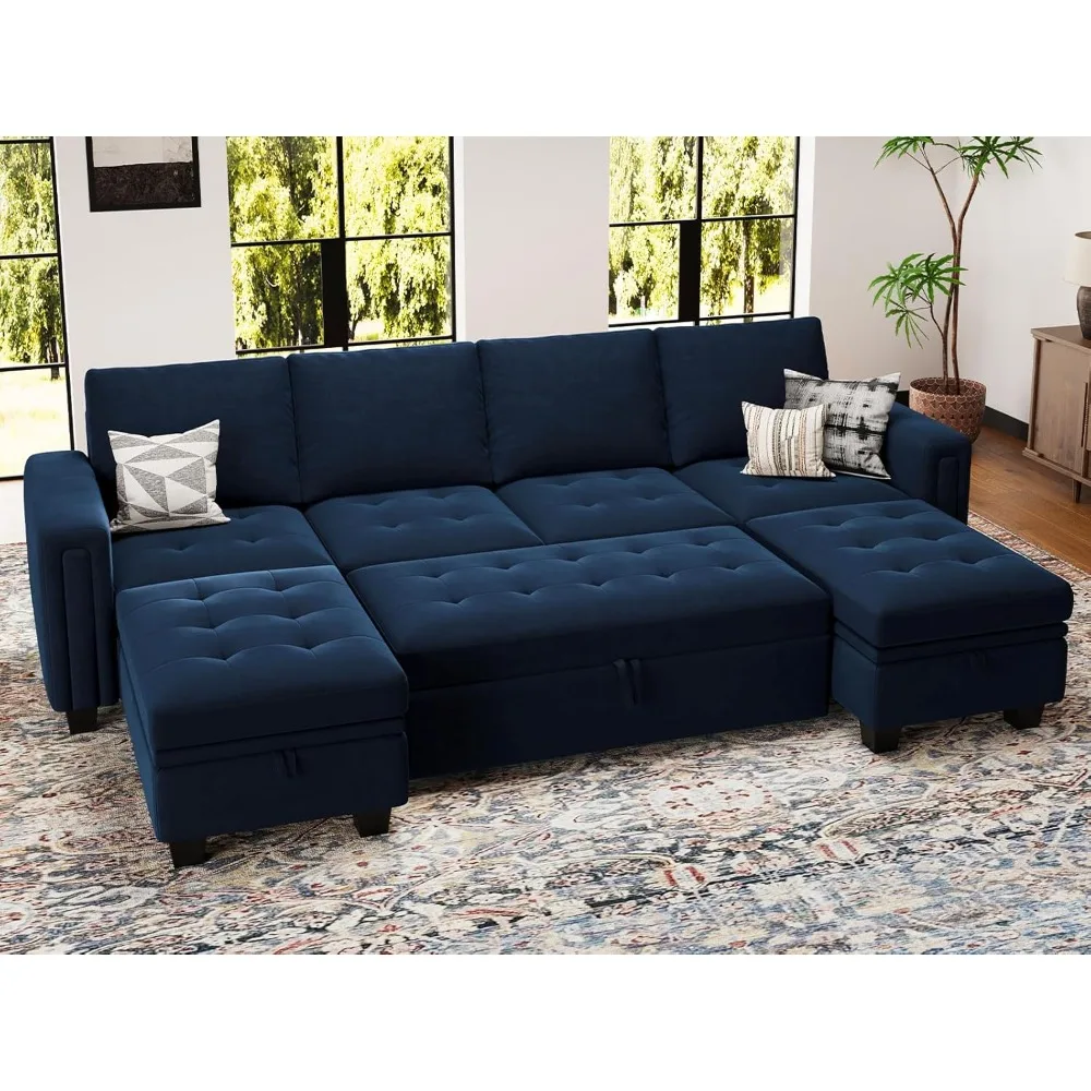 

63"D X 107"W X 35.8"H Living Room Sofas Pull Out Bed, Modular Sectional Convertible U Shaped Sofas