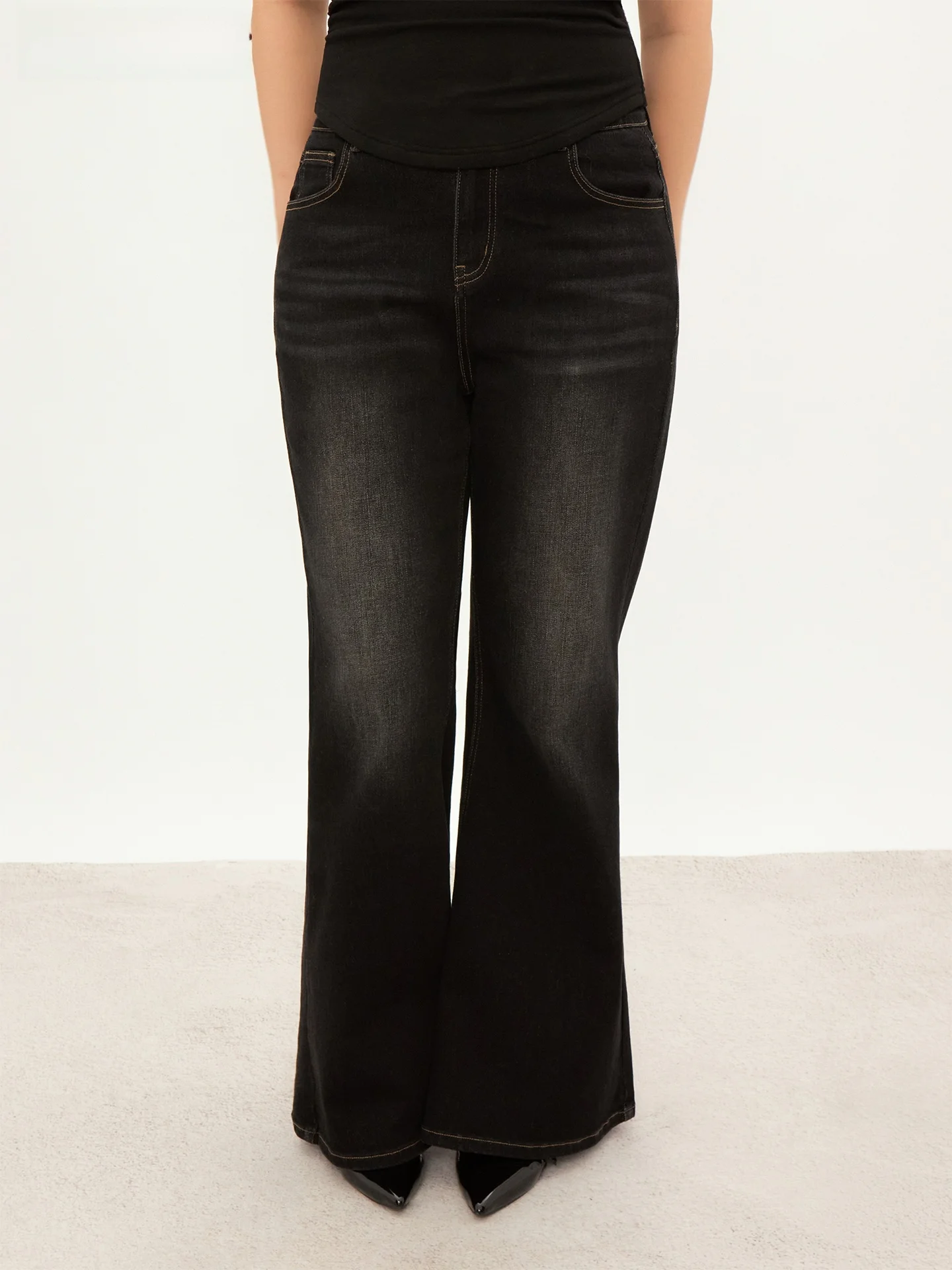 

Loose Wide Leg Jeans Chic Fruit Slimming Versatile Large Size Women's Autumn Winter High Waist Cotton Stretch Casual Jeans