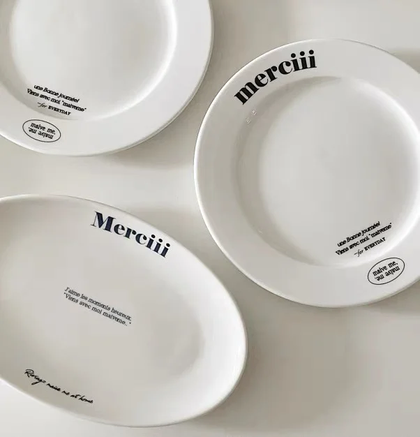 

Cerc Breakfast Plate Cute Letter Design Dert Plate High Aesthetic Value Adorable Breakfast Diware Adult Size 8 Inches