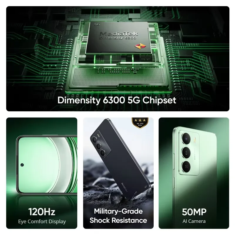 الإصدار العالمي للهاتف الذكي Realme 14X 5G الأبعاد 6300 5G شرائح 120 هرتز عرض مريح للعين 50 ميجابكسل AI كاميرا 5000 مللي أمبير بطارية IP64 #3