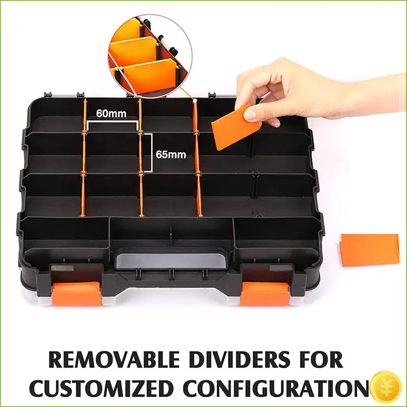 صندوق تخزين وحمل صندوق ملحقات محمول مزدوج الجوانب مع بوليمر مقاوم للصدمات وفواصل بلاستيكية قابلة للإزالة