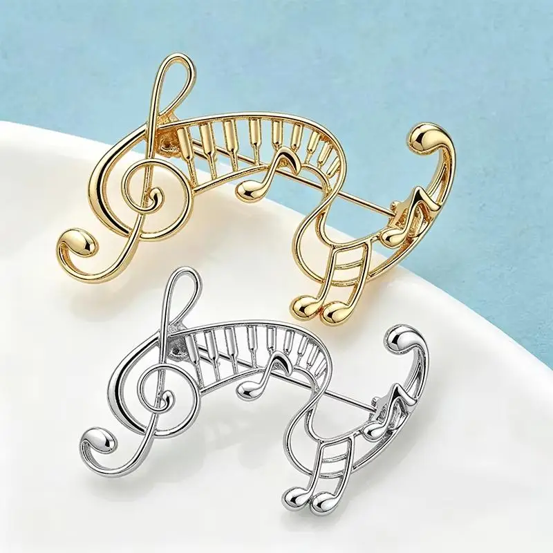 1 Pcs Women's Metal Musical Note Brooch Elegant Durable Brooch Pin Statement Jewelry for Music Lovers Wedding Guest Outfit Decor