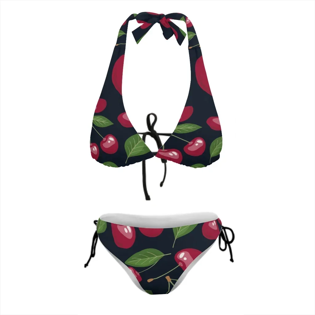 Sexy Bikini Women Swimsuit Push-up Two Piece Swimwear Cherry Bathing Suit Beachwear Brazilian