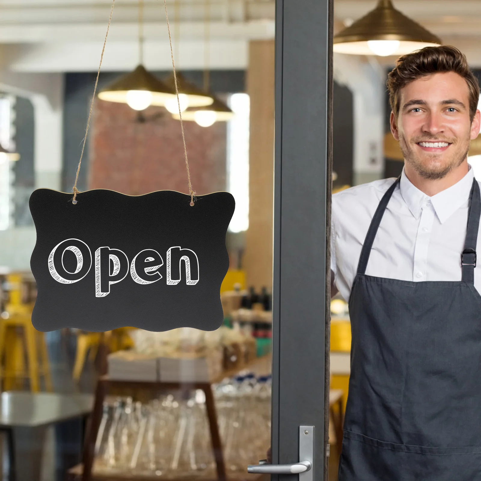 

Double Sided Small Chalkboard Sign Wall Hanging Memo Board Door Message Board Hanging Blackboard for Home Office Restaurant Use