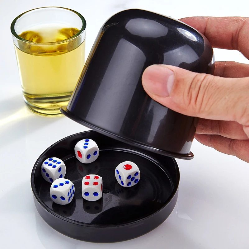 1 Set Hand Cranked Dices Thick Dice Cup Roller Dices Drinking And Entertainment Swindle Cup With 5 Dices For KTV Pub Bar