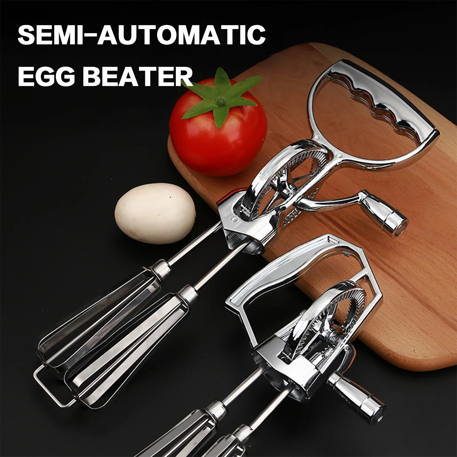 

Egg Beater Portable Hand Crank Stainless Steel Double Heads Rotary Hand Whisk Manual Egg Mixer Kitchen Cooking Gadgets Tool