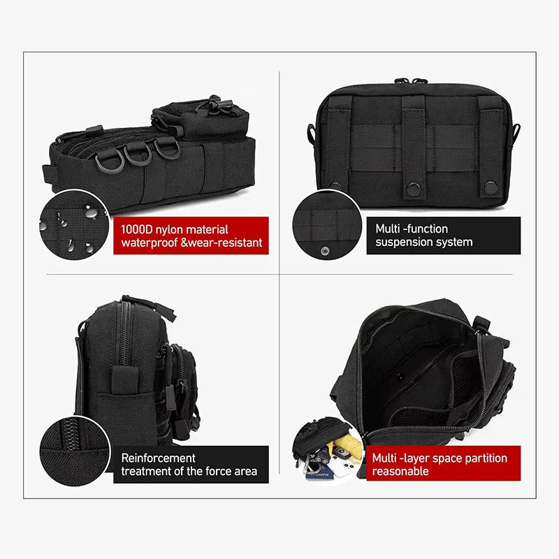 Tactical Molle Waist Bag Men's Outdoor Multi-Functional Hunting Fanny Pack EDC Tool Phone Pouch Organizer Utility Waist Bag