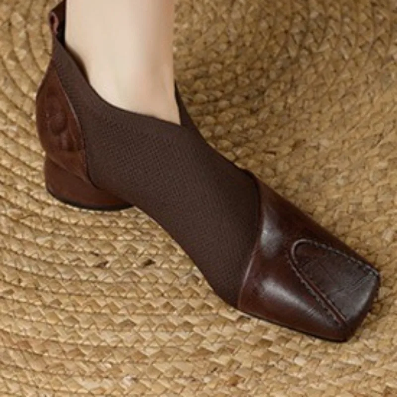 الخريف المرأة تنوعا موضة وأشار كعب سميك المتخصصة تصميم مطاطا حذاء من الجلد 2025 جديد الربط الأحذية النسائية حجم كبير #5