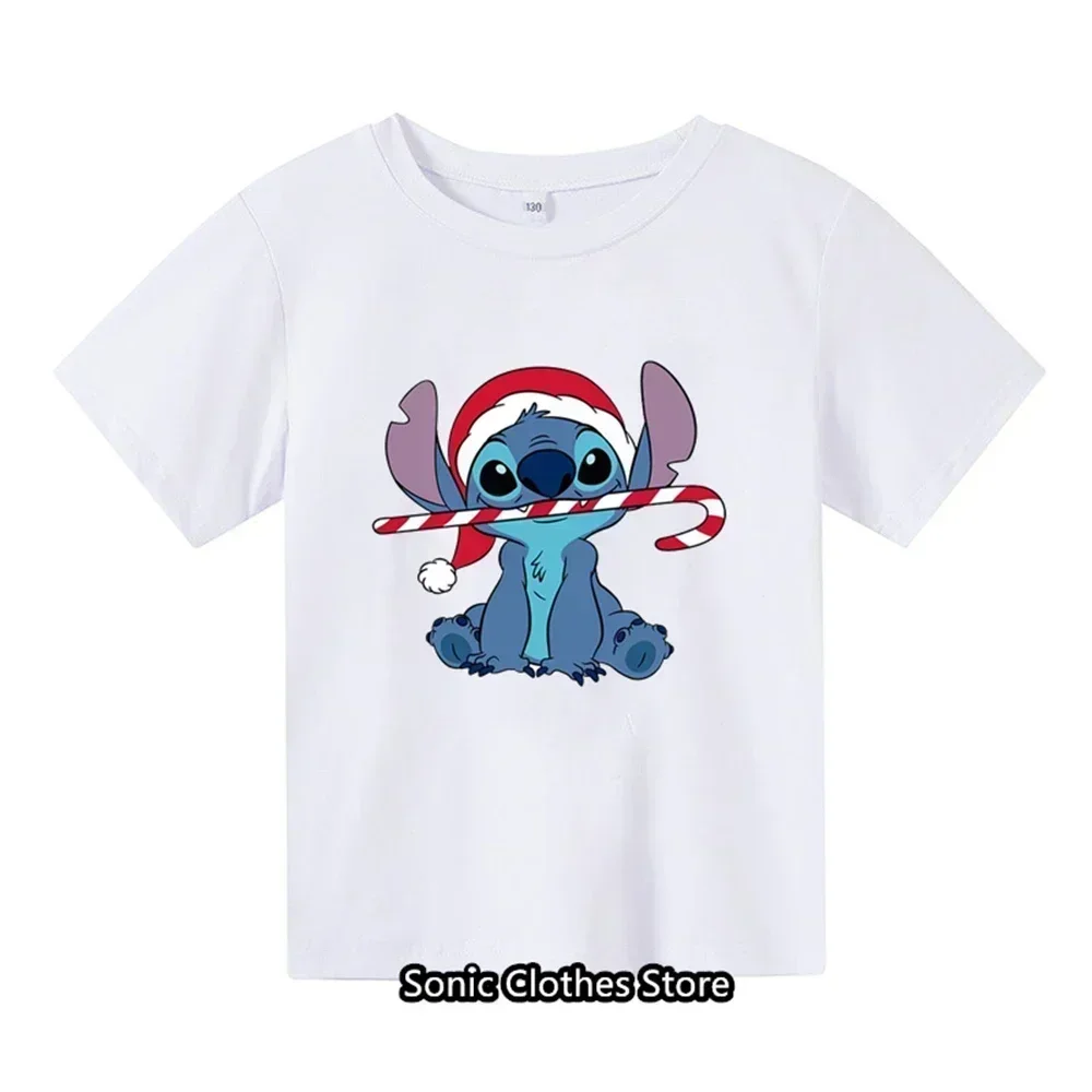 2024 New T-shirt 3-14 Year Old Children's Top Lilo&Stitch Kawaii Anime Pattern Children's T-shirt Fashion Casual Style