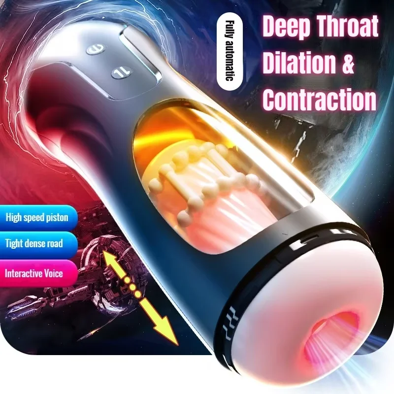 Fully Automatic Deep Throat Dilation Contraction Male Masturbation Telescopic Cup Clip Suck Vibrate Stimulation Piston Sex Toys