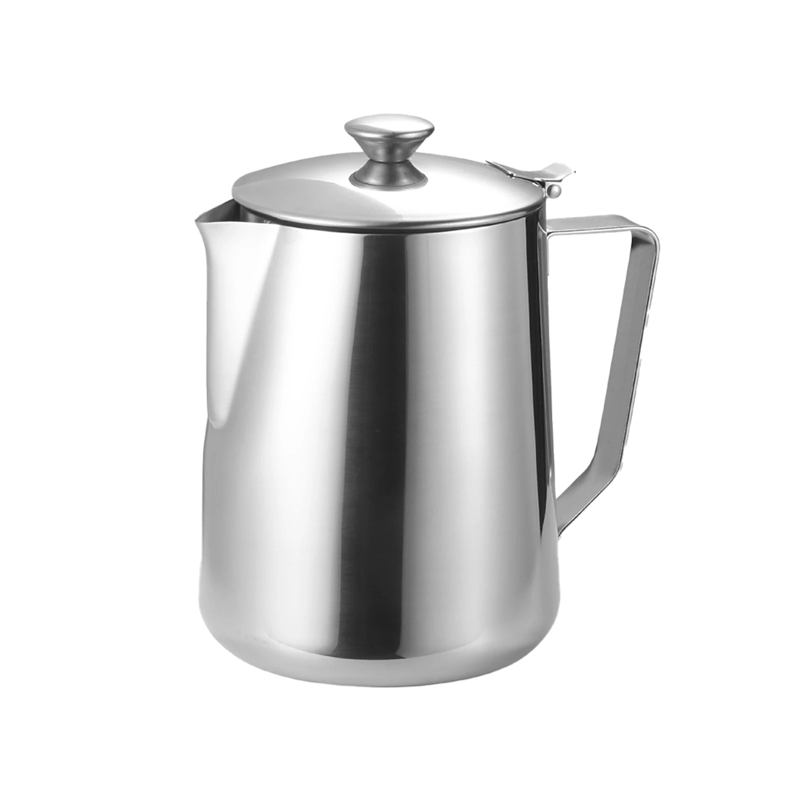 Stainless Steel Frothing Pitcher for Coffee Lovers Enjoy Warm Delicious Milk Coffee with Innovative Lid Design