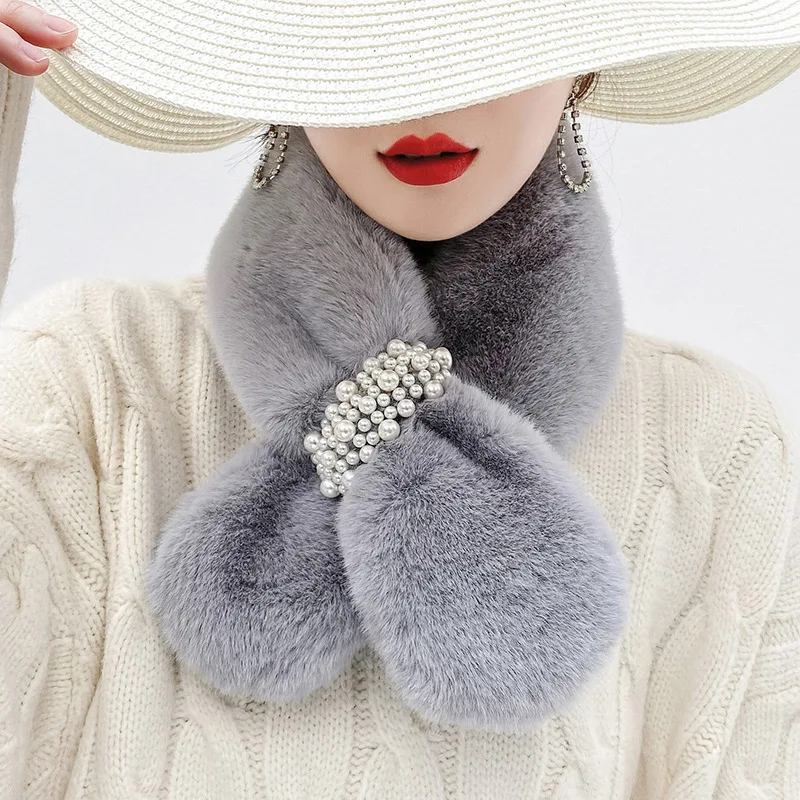 1-5PCS Elegant Faux Rabbit Fur Neck Scarf Warmer Women Soft Warm Cozy Winter Autumn Collar Shawl Fashion Accessory Gift