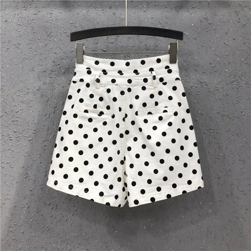 Women's Summer New Casual Sweet Elastic High Waist All-match Printed Polka Dot Shorts Loose Casual Wide-leg Short Pants Q879