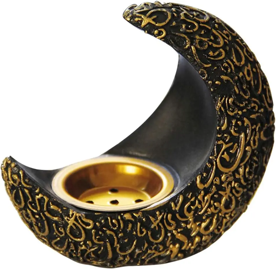 

Moon Shape Incense Burner Coil Incense Resin Incense Holder Censer for Yoga Meditation Aromatherapy Home Decoration