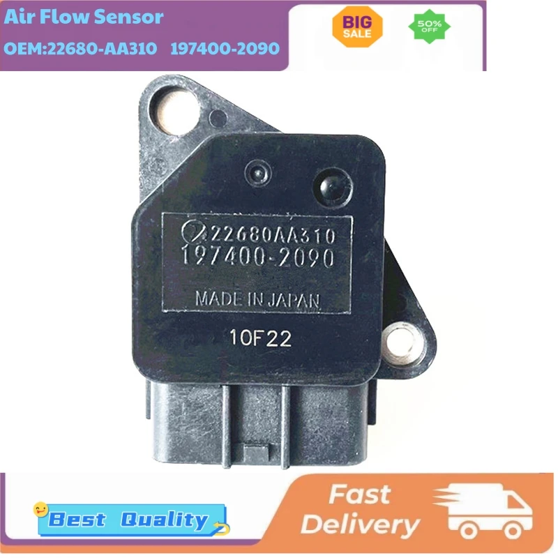 

Японские оригинальные высококачественные расходомеры воздуха 22680AA310 22680-AA310 197400-2090, датчики расхода воздуха для двигателя Subaru Wrx 01-02 2.0