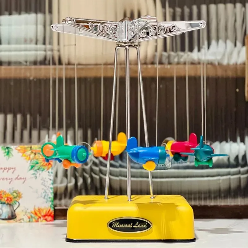 Ferris Wheel Small Airplane Style Music Box Acrylic Music Box Rotating Creative Alloy Home Decoration Ornament Music Box ZI416