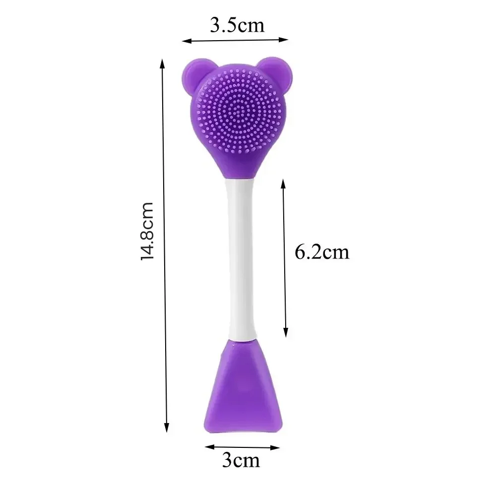 Urso silicone cabeça dupla máscara facial escova facial esfolar remoção de cravo limpador escova lama filme escova facial ferramenta cuidados com a pele