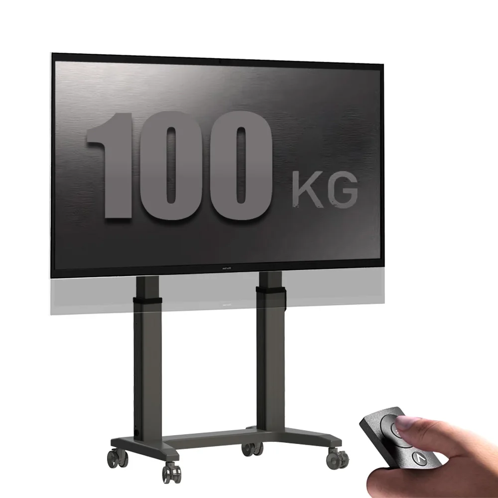 Motorized TV Floor Stand with Remote Control - Adjustable Height & Tilt for Flat Screen TVs - Universal Home Theater Mount view 2