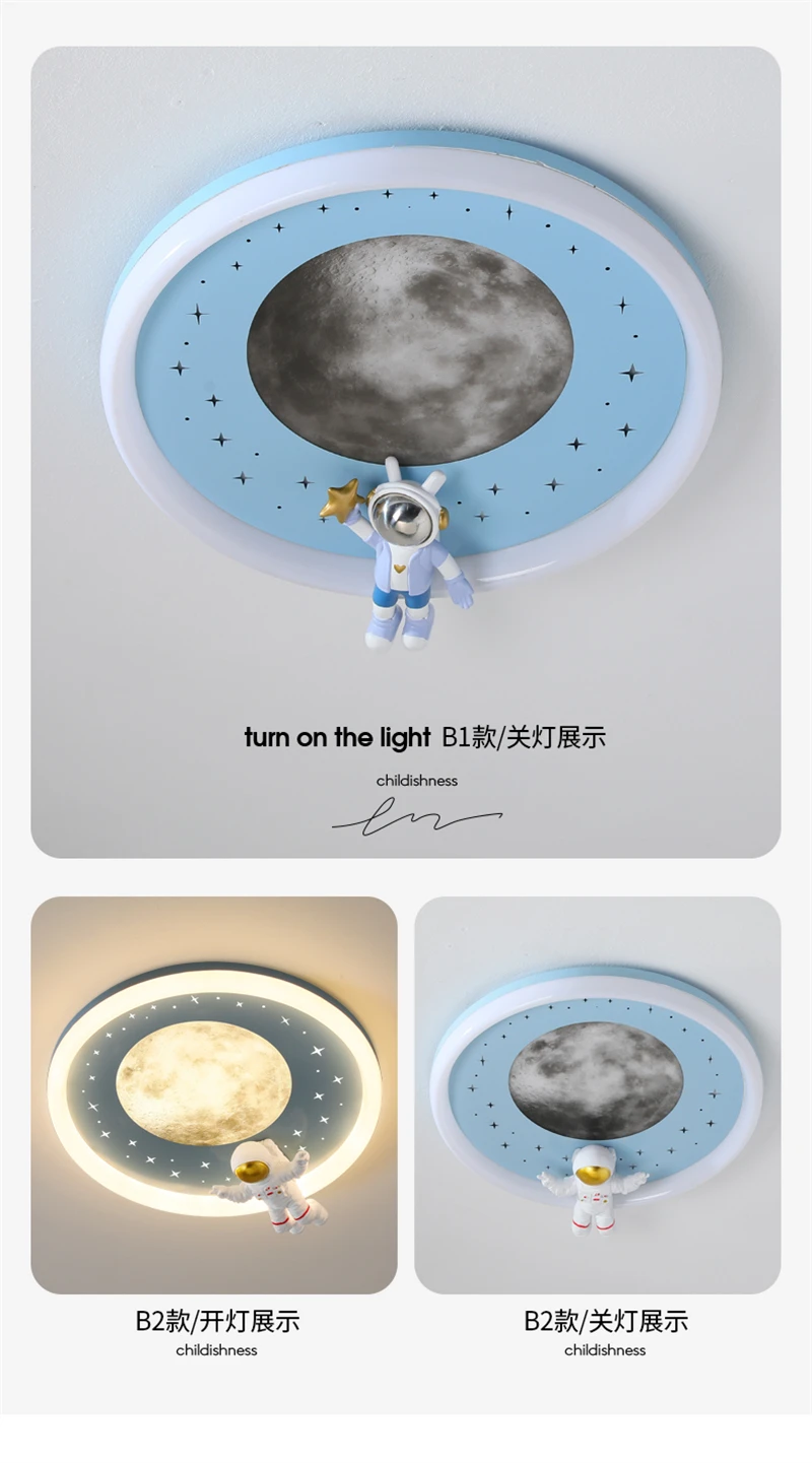 Imagem -05 - Astronauta Lâmpada de Teto Led Creative Spaceman Quarto Infantil Sala de Estar Luz da Noite Lunar Planeta Dimming Eletrodoméstico Novo