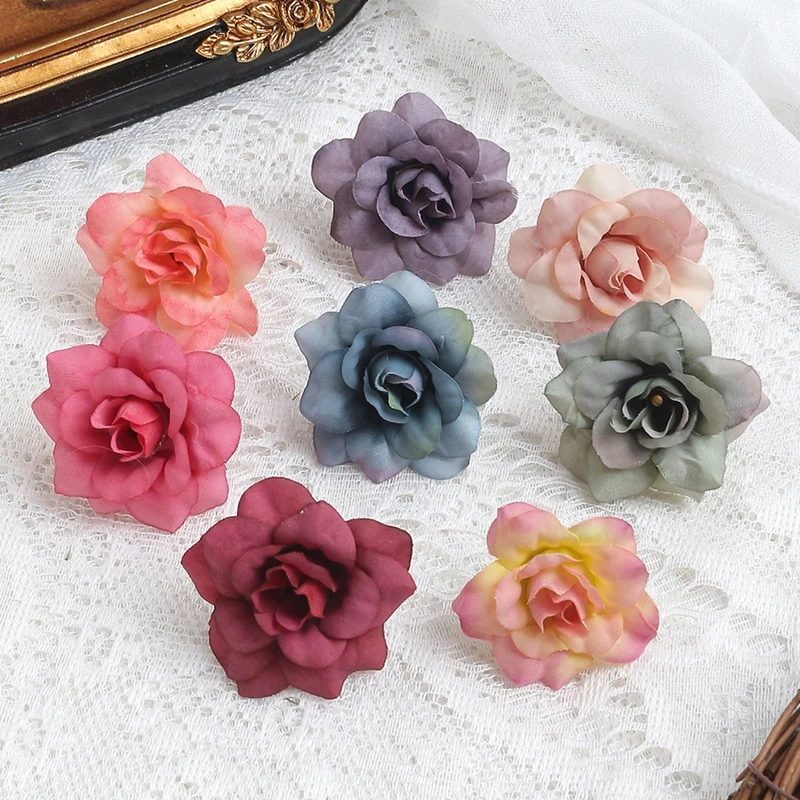 50 Stück künstliche Blumen, 4,5 cm, künstliche Blumen für Heimdekoration, Hochzeit, Hochzeit, Dekoration, Partyzubehör, DIY-Girlande, Geschenkzubehör – Detail 6
