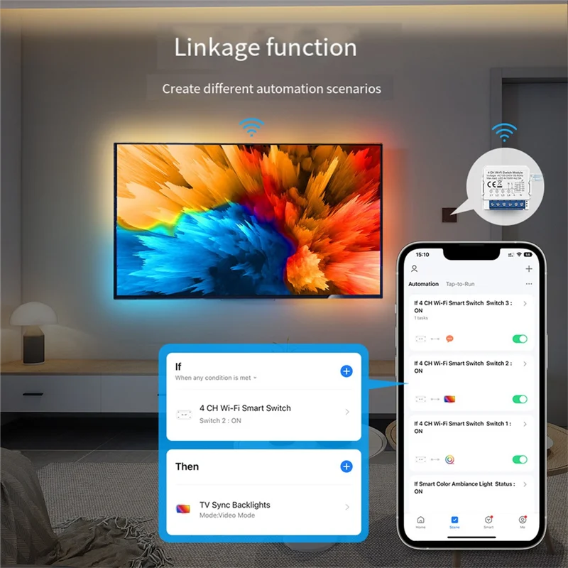 AA63 حار تويا الذكية واي فاي مفتاح الإضاءة التحكم 4 طريقة قواطع صغيرة التحكم بواسطة ياندكس اليكسا جوجل المنزل سهلة التركيب سهلة الاستخدام
