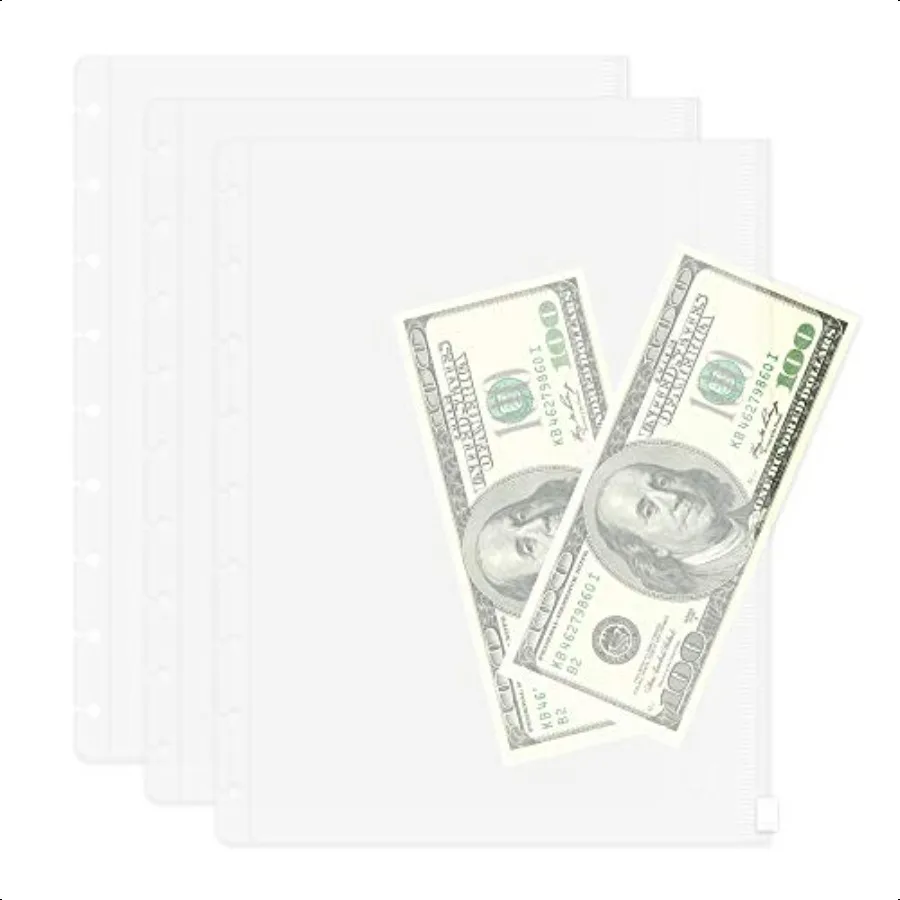 

Clear Zip Pocket Pouch Compatible with Classic HP 7x9.25in Size 3 Pack for Discbound Personal Organizer