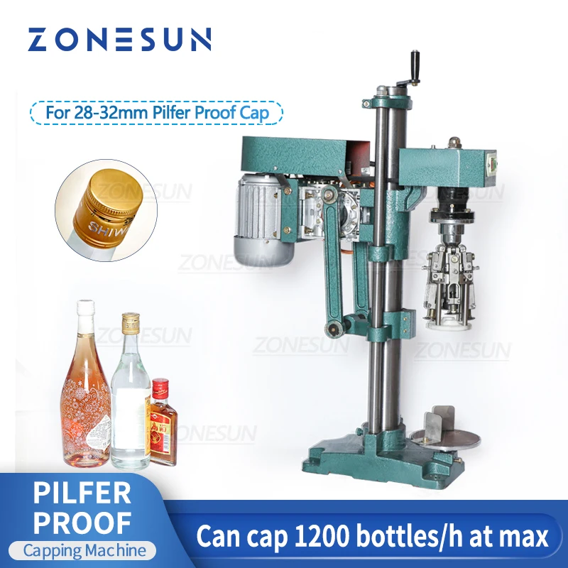 

ZONESUN ZS-XG60 ROPP Cap Crimping Machine Soybean Sauce Wine Soda Water Bottle Pilfer Proof Capping Machine Food Packing Machine