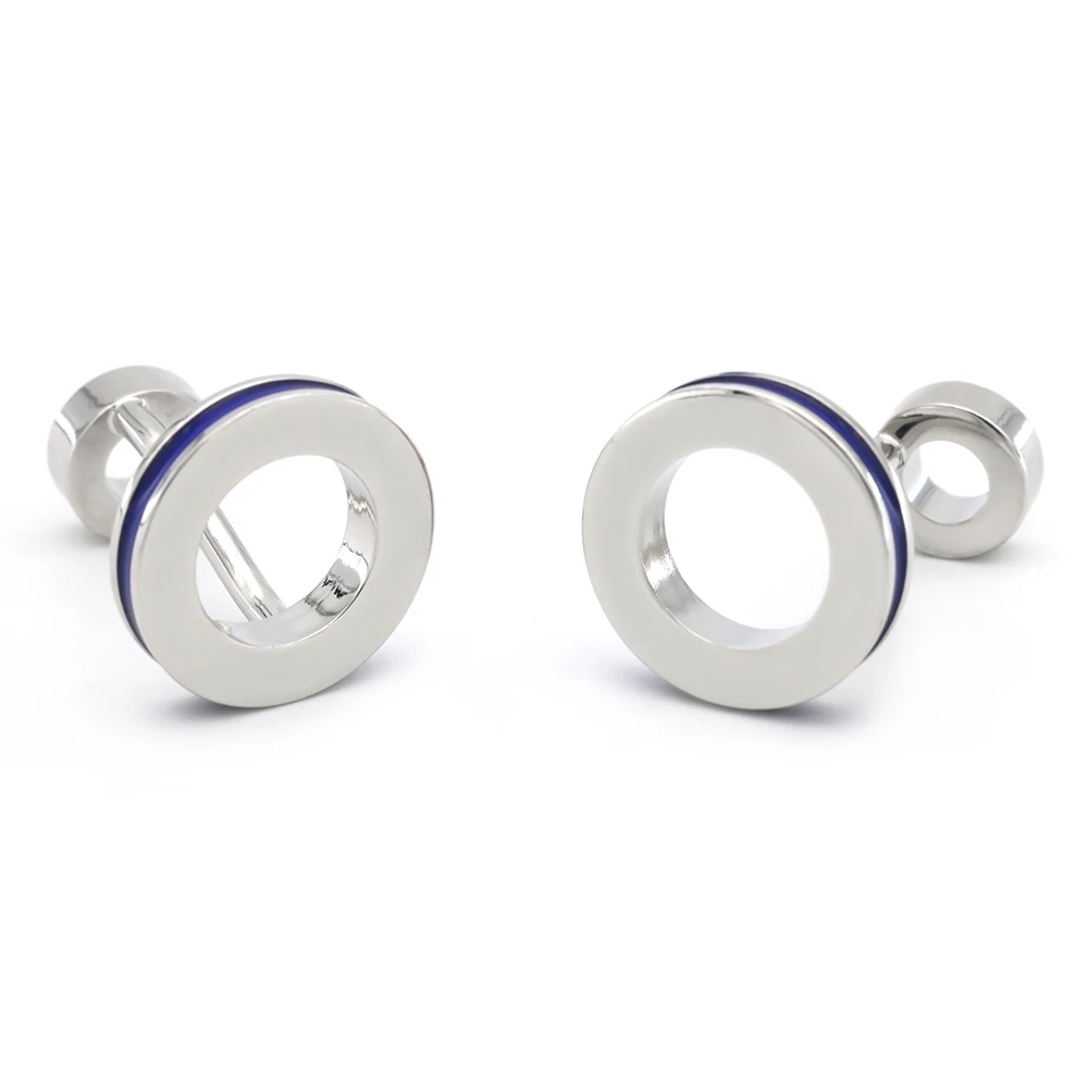 Round Design Double Side Circle Cufflinks For Men Quality Copper Material Blue Color Cuff Links Wholesale&retail