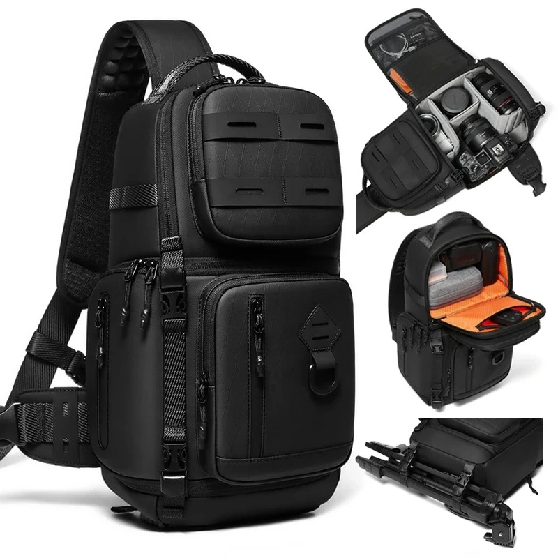 Men's Waterproof Sling Crossbody Bag, Lightweight Multifunctional Chest Shoulder Pack for Camera