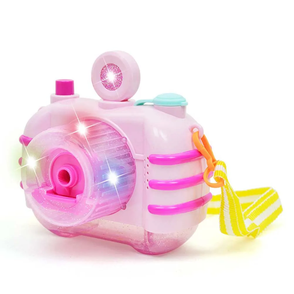 

Cartoon Camera Bubble Maker Machine Light and Making Toy with 2 Bottle Bubble Water without for Children (P