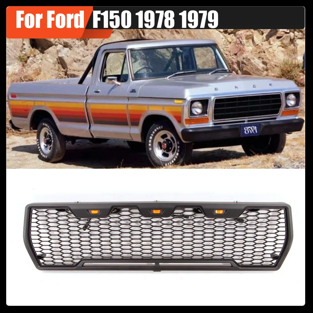 

Pickup Auto Parts Front Bumepr Hood Honeycomb Mesh Grill Grille Raptor Style Off-road Car Racing Grills For Ford F150 1978 1979