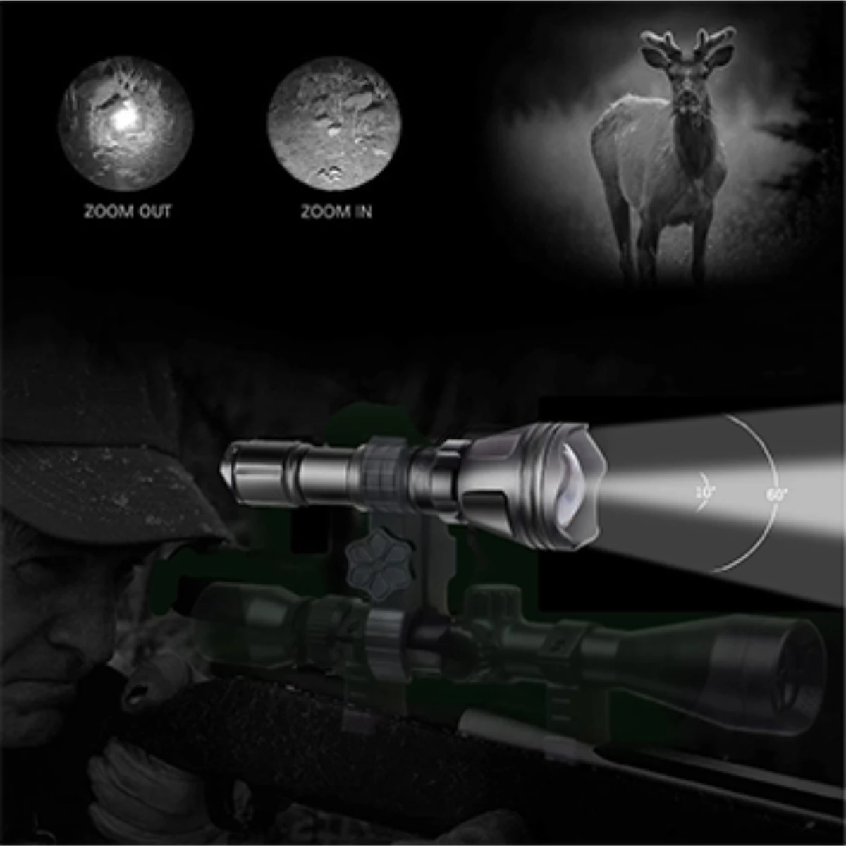 Odepro KL52 IR-Pro 850nm Infrared Light Professional Flashlight Hunting Coyote Hog Powerful Hunting Torch with Stepless Dimmer