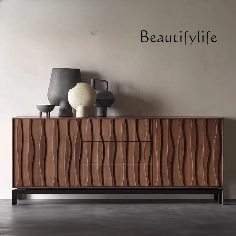 

Italian minimalist creative side cabinet Nordic solid wood walnut entrance decorative cabinet design side cabinet