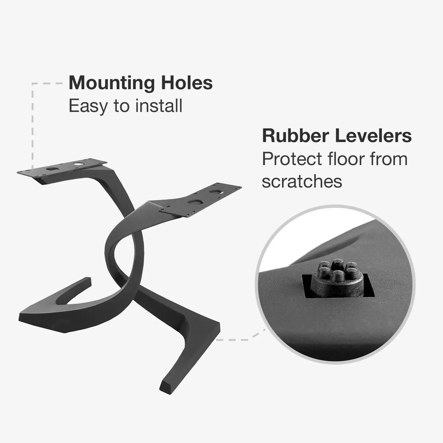 Flowyline 28\" H 315 Mamba Handcrafted Black Metal Table Legs Bases for Dining Tables Rust-Resistant Adjustable Steel Desk Legs