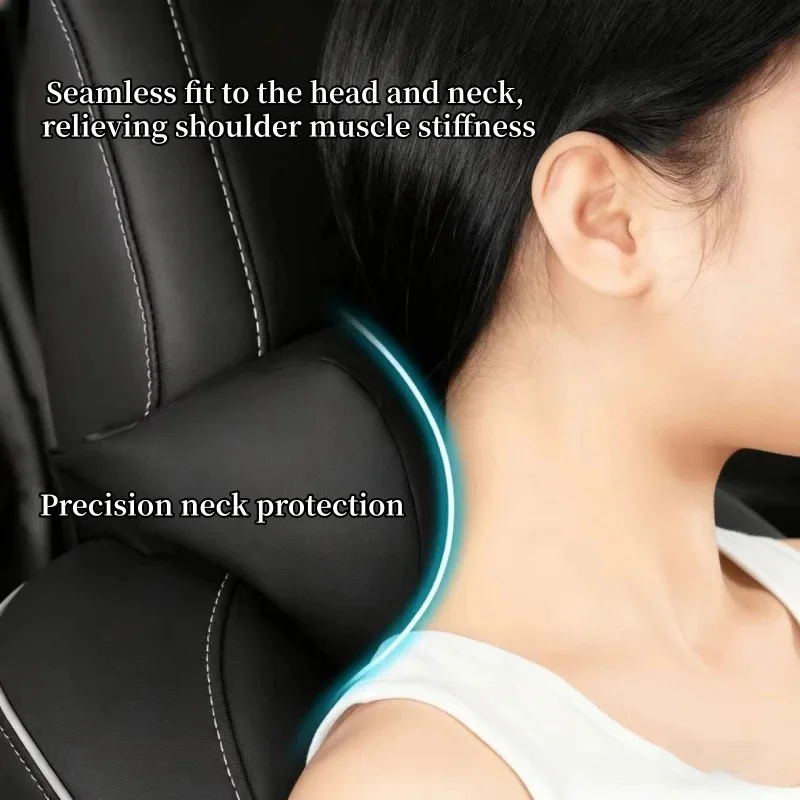 Luxury Car Seat Headrest Napa Leather Universal Seat Breathable Protect Neck Pillow Soft Fluffy For All Seasons Car Accessories