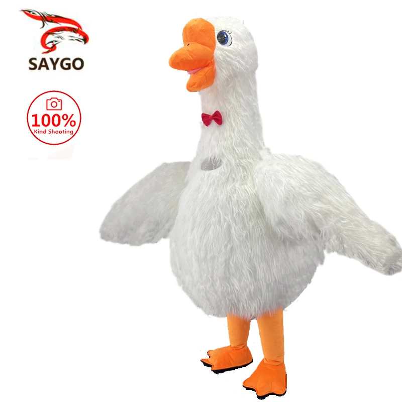 SAYGO Inflatable Goose Mascot Costume For Adult Men Goosey Swan Cosplay Customize Suit Mascotte Carnival Funny Furry Fursuit