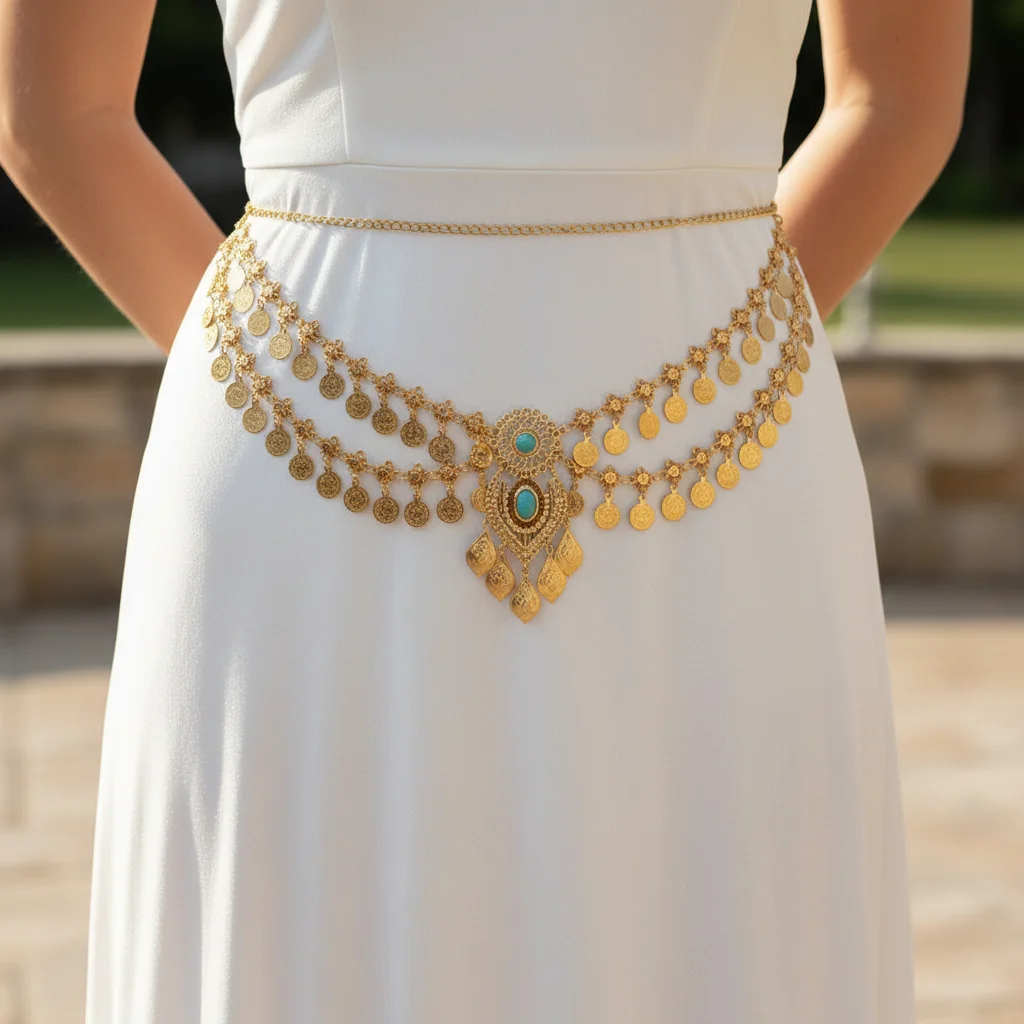 Boho Double-Layer Belly Dance Waist Chain Tassel Luxury Waist Jewelry Retro Elegant Waist Belt Festivals
