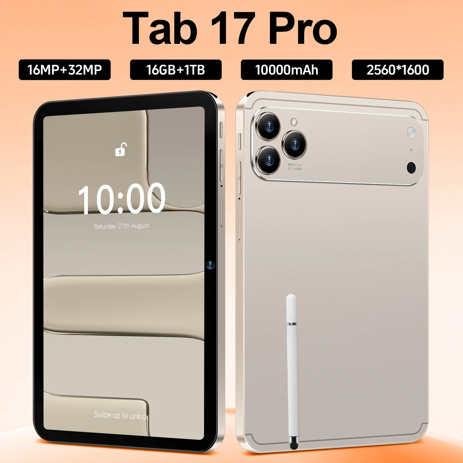 

Tab 17 Pro HOT Original intelligent Snapdragon 8 Gen3 10.1" 16GB 1TB 5G 10000mAh Battery 32MP Camera Tablet